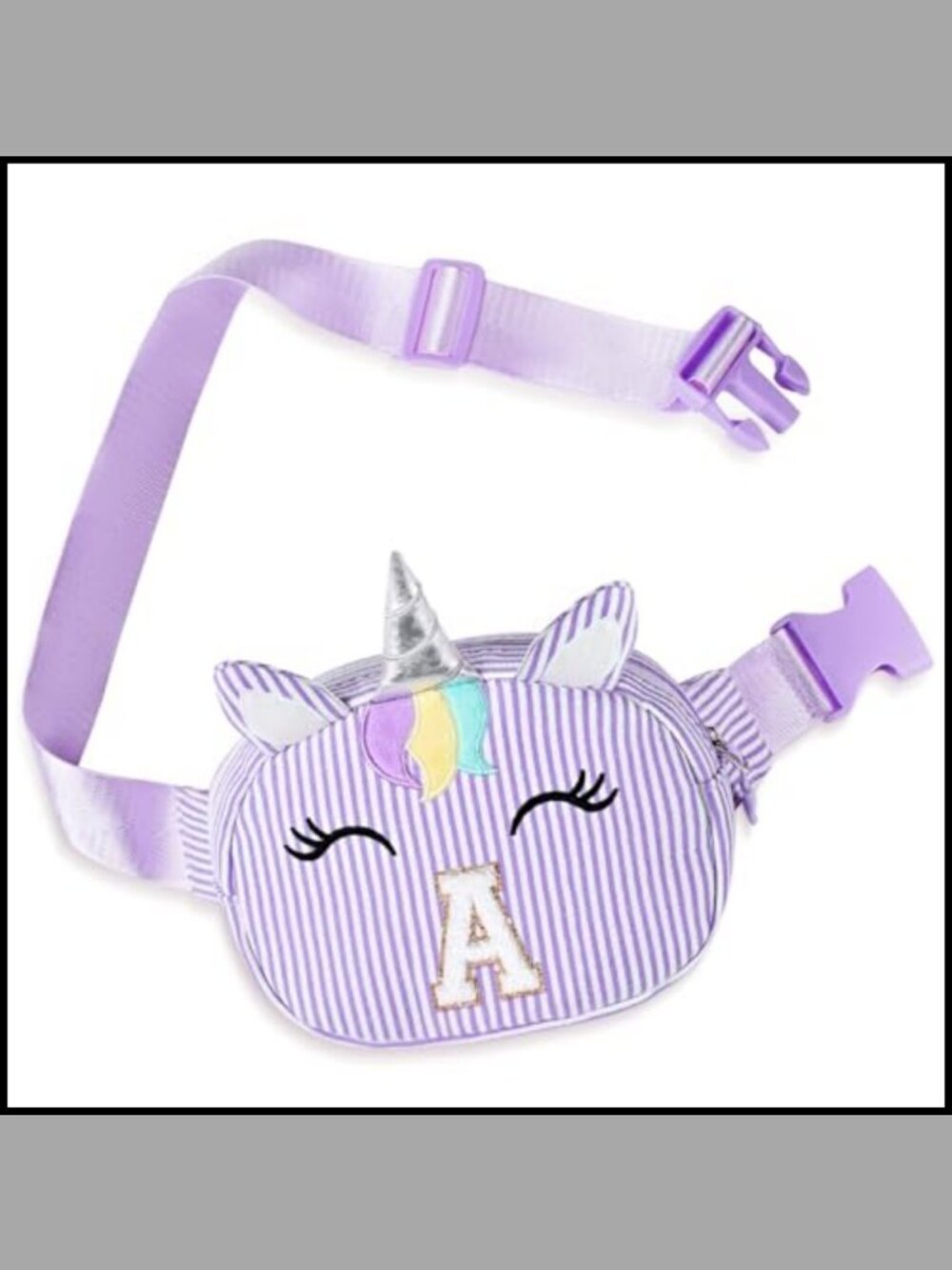 Girls Unicorn Chenille Initial Fanny Pack Crossbody Waist Bag Gift
